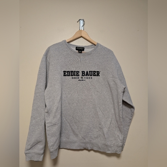 Eddie Bauer Gray Crewneck Sweatshirt | Tall Large | Embroidered Logo - Picture 2 of 8
